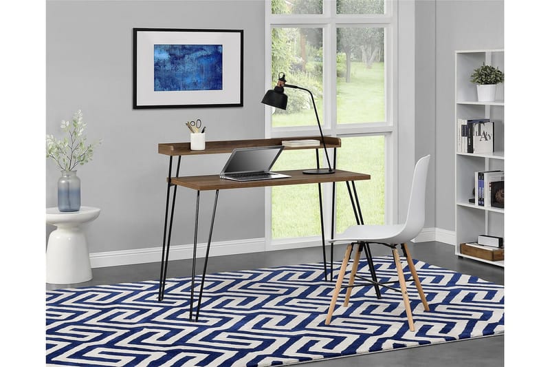 Haven Skrivbord 114 cm med Förvaring Hylla Valnötsbrun/Svart - Dorel Home - Möbler - Bord & matgrupp - Kontorsbord - Skrivbord