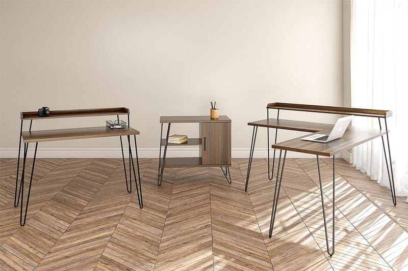 Haven Skrivbord 114 cm med Förvaring Hylla Valnötsbrun/Svart - Dorel Home - Möbler - Bord & matgrupp - Kontorsbord - Skrivbord