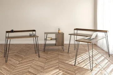 Haven Skrivbord 114 cm med Förvaring Hylla Valnötsbrun/Svart - Dorel Home - Möbler - Bord & matgrupp - Kontorsbord - Skrivbord