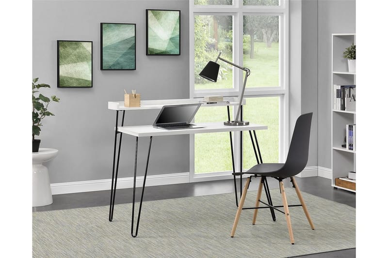 Haven Skrivbord 114 cm med Förvaring Hylla Vit/Svart - Dorel Home - Möbler - Bord & matgrupp - Kontorsbord - Skrivbord