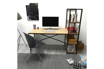 Hejde Skrivbord 160 cm med Förvaring Hyllor - Brun/Svart - Möbler - Bord & matgrupp - Kontorsbord - Skrivbord