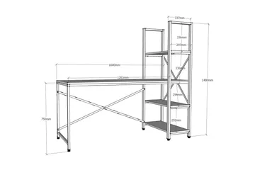 Hejde Skrivbord 160 cm med Förvaring Hyllor - Brun/Svart - Möbler - Bord & matgrupp - Kontorsbord - Skrivbord