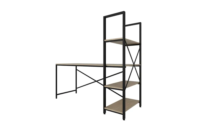 Hejde Skrivbord 160 cm med Förvaring Hyllor - Brun/Svart - Möbler - Bord & matgrupp - Kontorsbord - Skrivbord