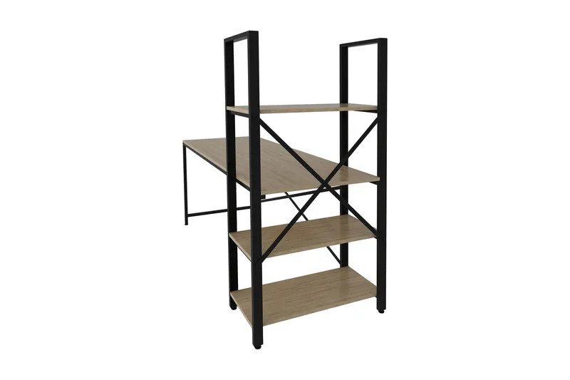 Hejde Skrivbord 160 cm med Förvaring Hyllor - Brun/Svart - Möbler - Bord & matgrupp - Kontorsbord - Skrivbord