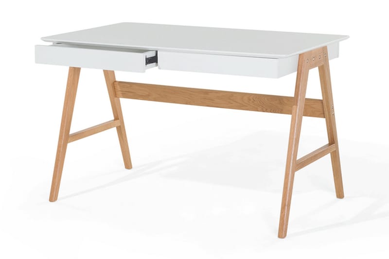 Skrivbord Hermsen 120 cm med Förvaring 2 Lådor - Vit/Ek - Skrivbord - Datorbord