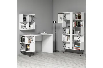 Hovdane Skrivbord 120 cm med Förvaring + 2 Bokhyllor - Vit - Möbler - Bord & matgrupp - Kontorsbord - Skrivbord