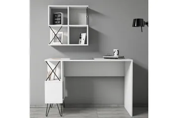 Hovdane Skrivbord 120 cm med Förvaring + 2 Bokhyllor - Vit - Möbler - Bord & matgrupp - Kontorsbord - Skrivbord