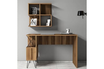 Hovdane Skrivbord 120 cm med Förvaring Hylla + Bokhylla Lite - Brun/Svart - Möbler - Bord & matgrupp - Kontorsbord - Skrivbord