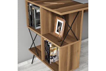 Hovdane Skrivbord 120 cm med Förvaring Hylla + Bokhylla Lite - Brun/Svart - Möbler - Bord & matgrupp - Kontorsbord - Skrivbord