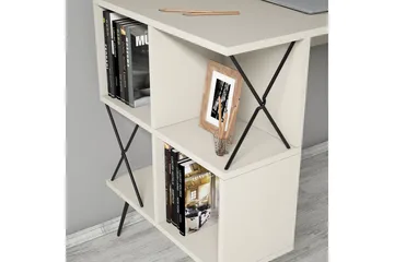 Hovdane Skrivbord 120 cm med Förvaring Hylla + Bokhylla Lite - Krämvit/Svart - Möbler - Bord & matgrupp - Kontorsbord - Skrivbord