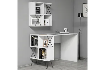 Hovdane Skrivbord 120 cm med Förvaring Hylla + Bokhylla Lite - Vit/Svart - Möbler - Bord & matgrupp - Kontorsbord - Skrivbord