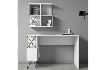 Hovdane Skrivbord 120 cm med Förvaring Hylla + Bokhylla Lite - Vit/Svart - Möbler - Bord & matgrupp - Kontorsbord - Skrivbord