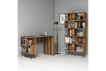 Hovdane Skrivbord 120 cm med Förvaring Hylla + Bokhylla - Svart/Ek/Brun - Möbler - Bord & matgrupp - Kontorsbord - Skrivbord