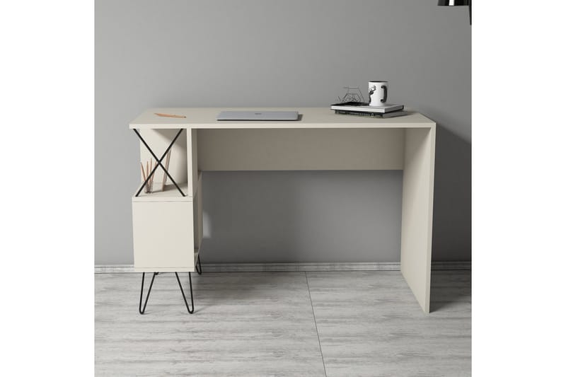 Hovdane Skrivbord 120 cm med Förvaring Hylla - Beige - Möbler - Bord & matgrupp - Kontorsbord - Skrivbord