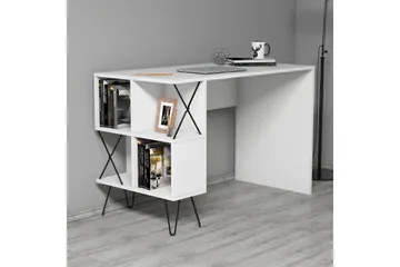 Hovdane Skrivbord 120 cm med Förvaring Hylla + Bokhylla - Extra Vit - Möbler - Bord & matgrupp - Kontorsbord - Skrivbord