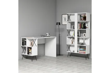 Hovdane Skrivbord 120 cm med Förvaring Hylla + Bokhylla - Extra Vit - Möbler - Bord & matgrupp - Kontorsbord - Skrivbord