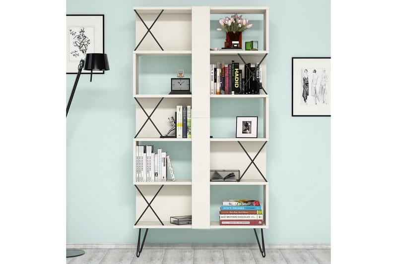 Hovdane Skrivbord 120 cm med Förvaring Hylla + Bokhylla - Extra vit/Svart - Möbler - Bord & matgrupp - Kontorsbord - Skrivbord