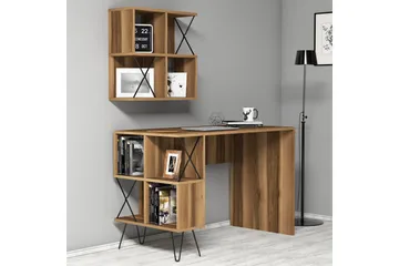 Hovdane Skrivbord 120 cm med Förvaring Hylla + Bokhylla Lite - Brun/Svart - Möbler - Bord & matgrupp - Kontorsbord - Skrivbord