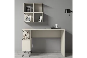 Hovdane Skrivbord 120 cm med Förvaring Hylla + Bokhylla Lite - Krämvit/Svart - Möbler - Bord & matgrupp - Kontorsbord - Skrivbord