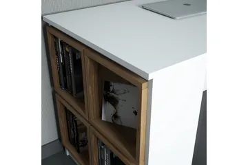 Hovdane Skrivbord 120 med Förvaring Hylla + Vägghylla - Vit/Brun/Ek - Möbler - Bord & matgrupp - Kontorsbord - Skrivbord