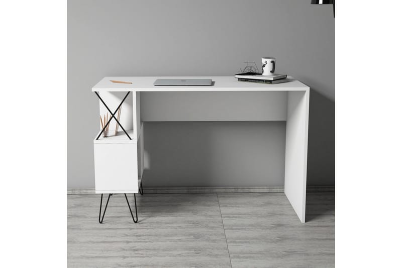 Hovdane Skrivbord 120 med Förvaring Hylla - Vit/Svart - Möbler - Bord & matgrupp - Kontorsbord - Skrivbord