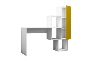 Hovdane Skrivbord 145 cm med Förvaring Hyllor + Skåp - Vit/Gul - Möbler - Bord & matgrupp - Kontorsbord - Skrivbord