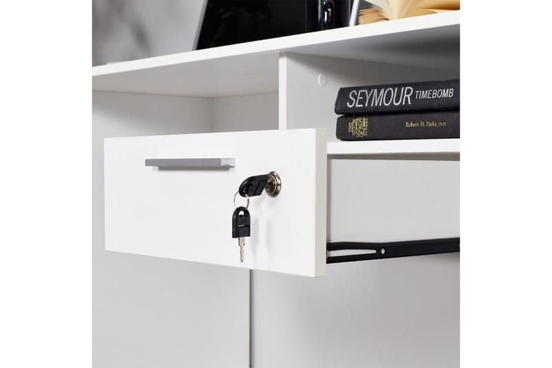Irbene Skrivbord 120 cm med Förvaring Hyllor + Låsbar Låda - Vit - Möbler - Bord & matgrupp - Kontorsbord - Skrivbord