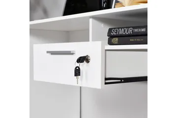 Irbene Skrivbord 120 cm med Förvaring Hyllor + Låsbar Låda - Vit - Möbler - Bord & matgrupp - Kontorsbord - Skrivbord