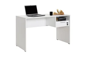 Irbene Skrivbord 120 cm med Förvaring Hyllor + Låsbar Låda - Vit - Möbler - Bord & matgrupp - Kontorsbord - Skrivbord