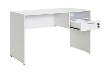 Irbene Skrivbord 120 cm med Förvaring Hyllor + Låsbar Låda - Vit - Möbler - Bord & matgrupp - Kontorsbord - Skrivbord
