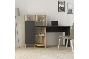 Irbene Skrivbord 135 cm med Förvaring Hyllor + Skåp - Antracit/Natur - Möbler - Bord & matgrupp - Kontorsbord - Skrivbord