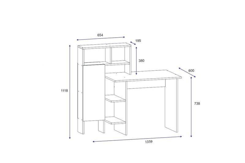 Irbene Skrivbord 135 cm med Förvaring Hyllor + Skåp - Natur/Antracit - Möbler - Bord & matgrupp - Kontorsbord - Skrivbord