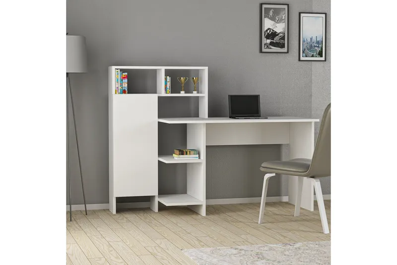 Irbene Skrivbord 135 cm med Förvaring Hyllor + Skåp - Vit - Möbler - Bord & matgrupp - Kontorsbord - Skrivbord