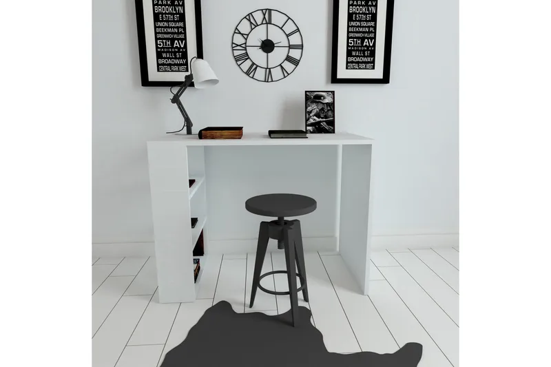 Irbene Skrivbord 90 cm med Förvaring 3 Hyllor - Vit - Möbler - Bord & matgrupp - Kontorsbord - Skrivbord