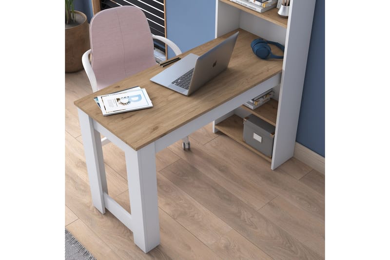 Jaan Skrivbord 53,8x120 cm Vit/Brun - Hanah Home - Möbler - Bord & matgrupp - Kontorsbord - Skrivbord