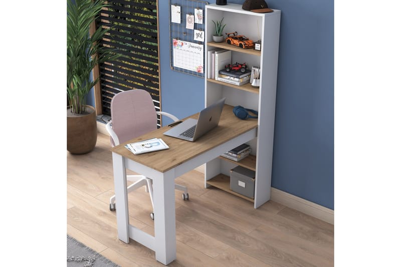 Jaan Skrivbord 53,8x120 cm Vit/Brun - Hanah Home - Möbler - Bord & matgrupp - Kontorsbord - Skrivbord