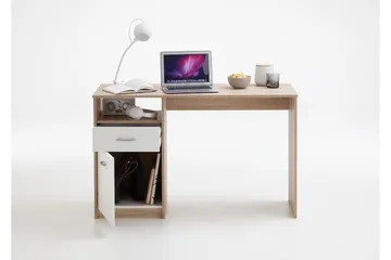 Jackson Skrivbord 123 cm med Förvaring Hylla + Låda + Skåp - Vit/Trä - Möbler - Bord & matgrupp - Kontorsbord - Skrivbord