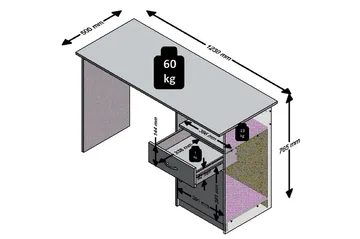 Jackson Skrivbord 123 cm med Förvaring Hylla + Låda + Skåp - Vit/Svart - Möbler - Bord & matgrupp - Kontorsbord - Skrivbord