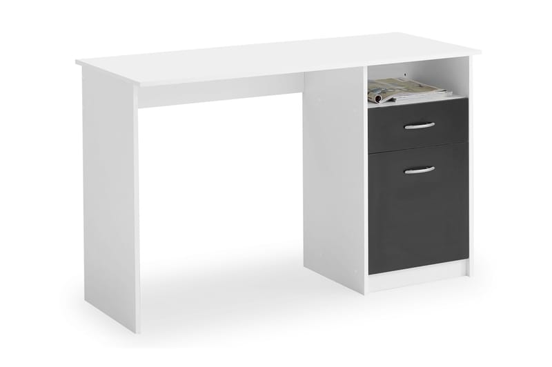 Jackson Skrivbord 123 cm med Förvaring Hylla + L åda + Skåp - Vit/Svart - Möbler - Bord & matgrupp - Kontorsbord - Skrivbord
