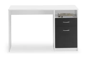 Jackson Skrivbord 123 cm med Förvaring Hylla + Låda + Skåp - Vit/Svart - Möbler - Bord & matgrupp - Kontorsbord - Skrivbord