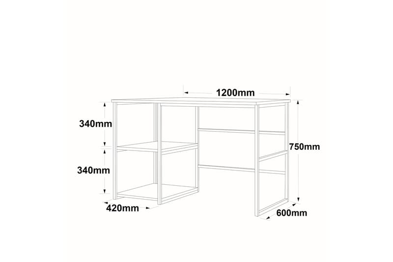 Skrivbord Juna 120x60 cm Vit/Guld - Hanah Home - Skrivbord - Datorbord