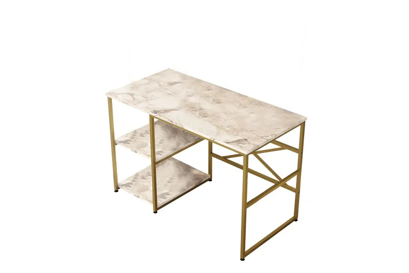 Juna Skrivbord 120x60 cm Vit/Guld, Hanah Home