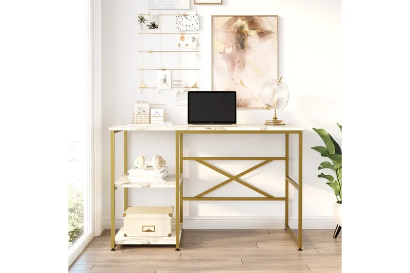 Juna Skrivbord 120x60 cm Vit/Guld - Hanah Home - Möbler - Bord & matgrupp - Kontorsbord - Skrivbord