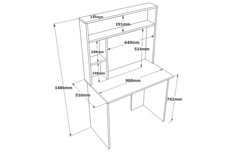 Skrivbord Kaiji 90x51,6 cm Mörkblå/Svart - Hanah Home - Skrivbord - Datorbord