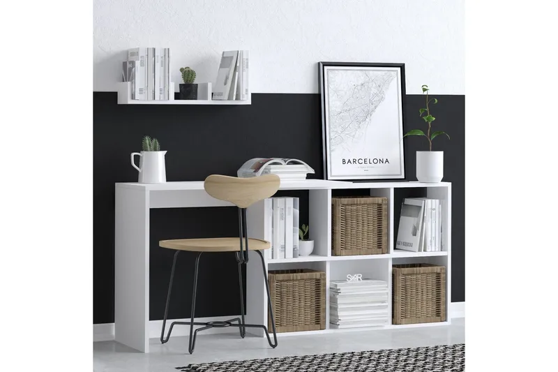 Kaus Skrivbord 74x45 cm Vit/Brun - Hanah Home - Möbler - Bord & matgrupp - Kontorsbord - Skrivbord