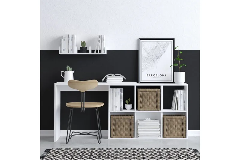 Kaus Skrivbord 74x45 cm Vit/Brun - Hanah Home - Möbler - Bord & matgrupp - Kontorsbord - Skrivbord