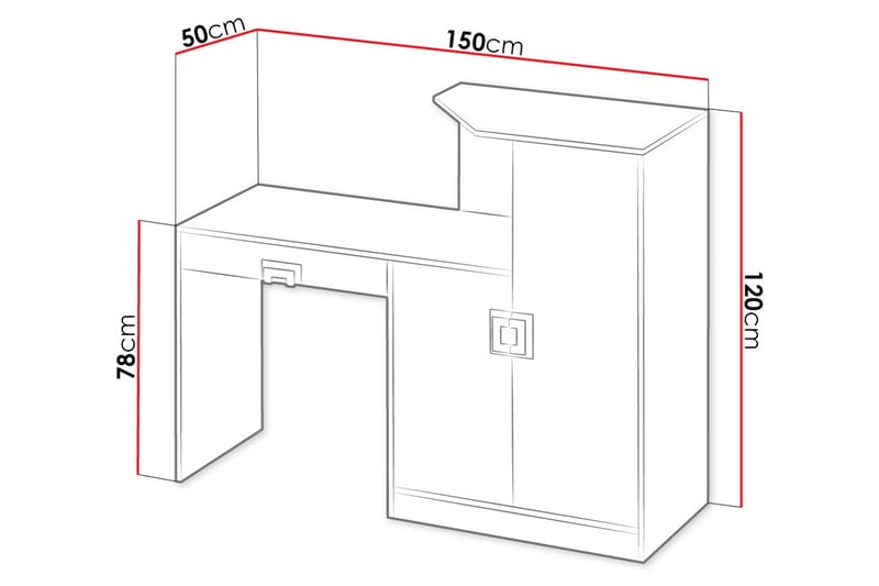 Klacksberg Skrivbord 150 cm med Förvaring Låda + Skåp - Beige/Vit - Möbler - Bord & matgrupp - Kontorsbord - Skrivbord