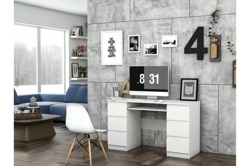 Kubana Skrivbord 130 cm med Förvaring Lådor - Grå/Vit - Möbler - Bord & matgrupp - Kontorsbord - Skrivbord
