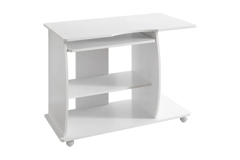 Lamesteer Skrivbord 90 cm med Förvaring Hyllor på Hjul, Vit