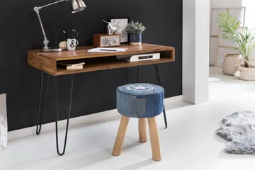 Langner Skrivbord 110 cm med Förvaring Hylla - Massivt Trä/Svart - Möbler - Bord & matgrupp - Kontorsbord - Skrivbord